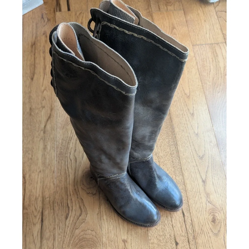 Bed Stu Manchester‎ Tall Boots Brown Distressed Leather Womens 7 Lace Up Western